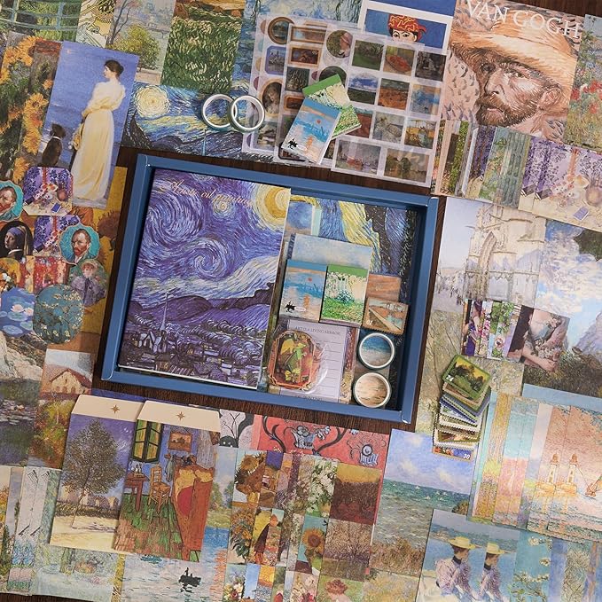 Scrapbooking Supplies Kit Plus 480Pcs, Vintage Van Gogh Oil Painting Aesthetic - Image 5