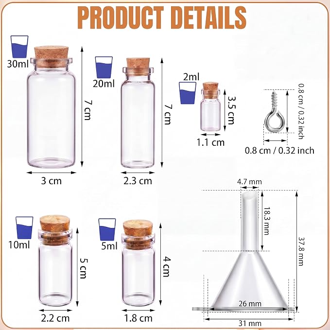 Geiserailie 45 Pcs Mini Glass Bottles - Image 2