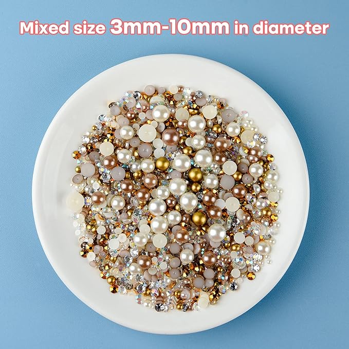 ASTARON 50g Mix Flatback Rhinestones Half Pearls - Image 3
