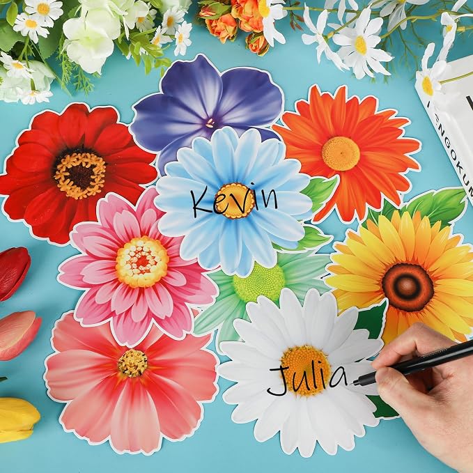 54Pcs Spring Flower Cutouts Bulletin Board Decorations Summer Floral Paper - Image 6
