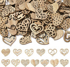 LiQunSweet 200 pcs Mixed Styles Hollow Heart Undyed Wood Cutout Sweet Love Wood by LiQunSweet