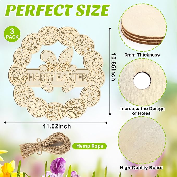 Large Size 12" Wooden Easter Ornaments to Paint, Wooden DIY Blank Unfinished - Image 7
