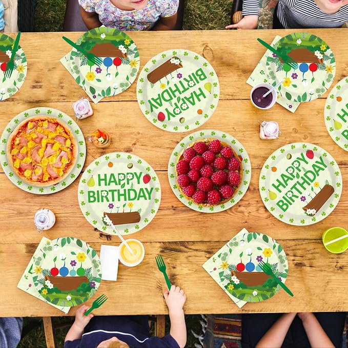 96 Pcs Plant Gaming Birthday Party Decoration Cartoon Wildflowers Plates and - Image 8