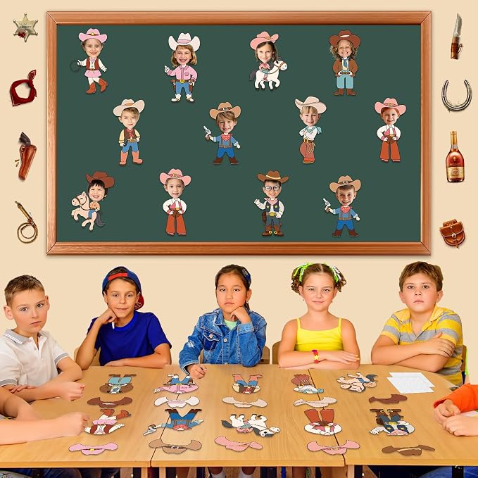 60pcs Western Theme DIY Cutouts Cowboy Cowgirl Hat Bulletin Board Decoration - Image 5