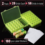 Mr. Pen- Bead Storage Containers, 28 Grids, 2 Pack, Transparent Green | 160 pcs - Image 2