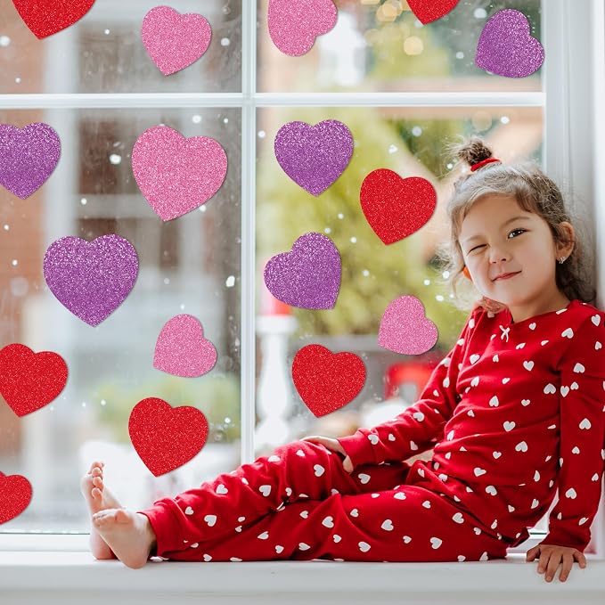 JarThenaAMCS 45Pcs Valentine's Day Glitter Heart Paper Cut-Outs - Image 5