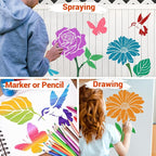12 PCS Large Flower Painting Stencils, Reusable Sunflower Stencils - Image 8