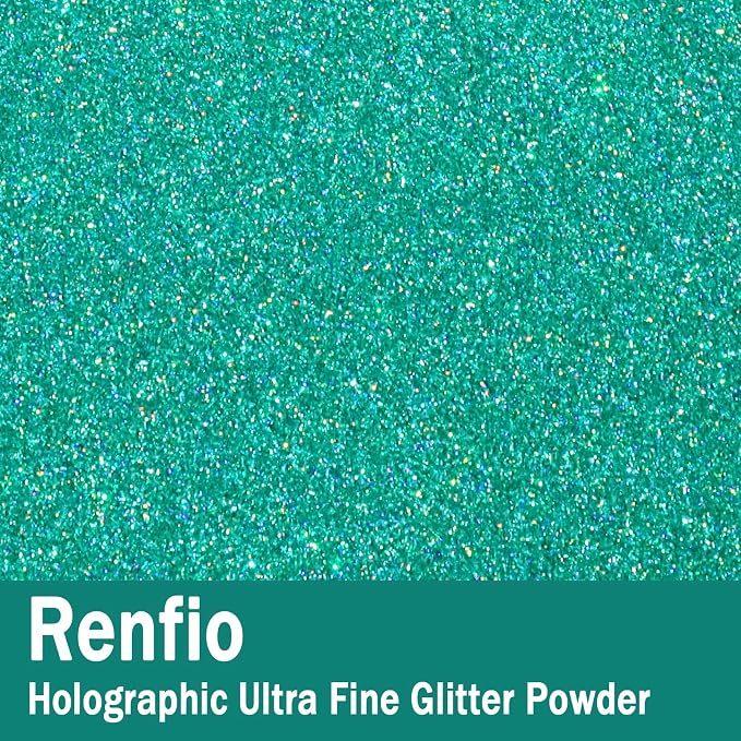 Renfio Holographic Ultra Fine Glitter Powder Metallic Resin Glitter 2.11 Oz PET - Image 2