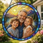 Personalized Grandpa Stained Glass Sun Catcher, Custom Family Photo Window by FamiTrendz