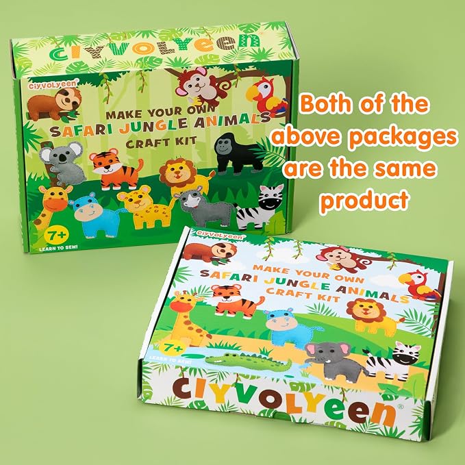 CiyvoLyeen Kids Sewing Kit Crafts – DIY Safari Jungle Animals Felt Plush - Image 5