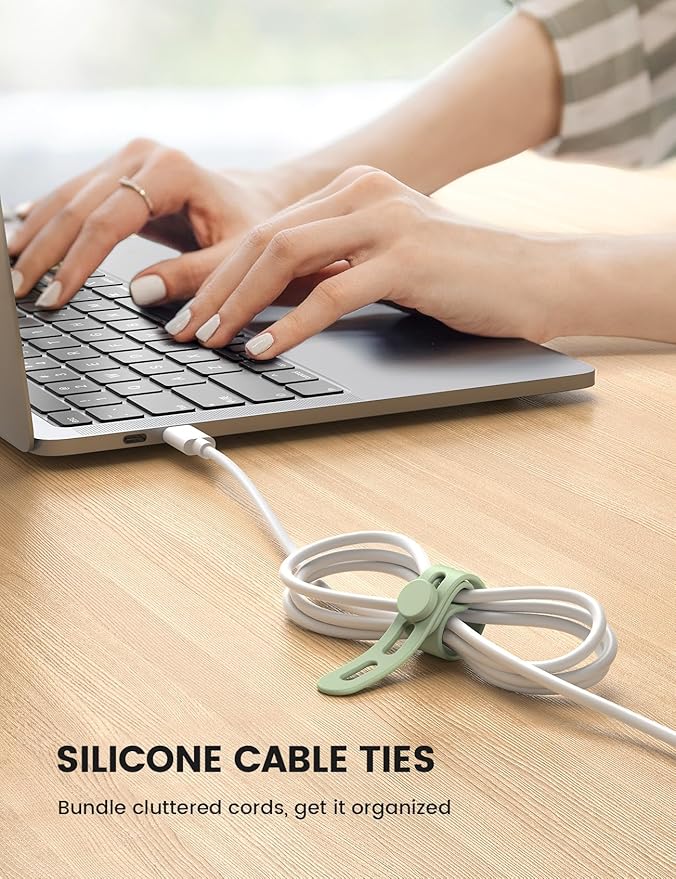 Lamicall 20Pack Silicone Cable Ties Cord Organizer - Image 2
