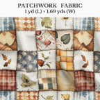 Patchwork Cotton Fabric Panel 61 x 36.6 Inches, Autumn Leaves Quilt Style - Image 2