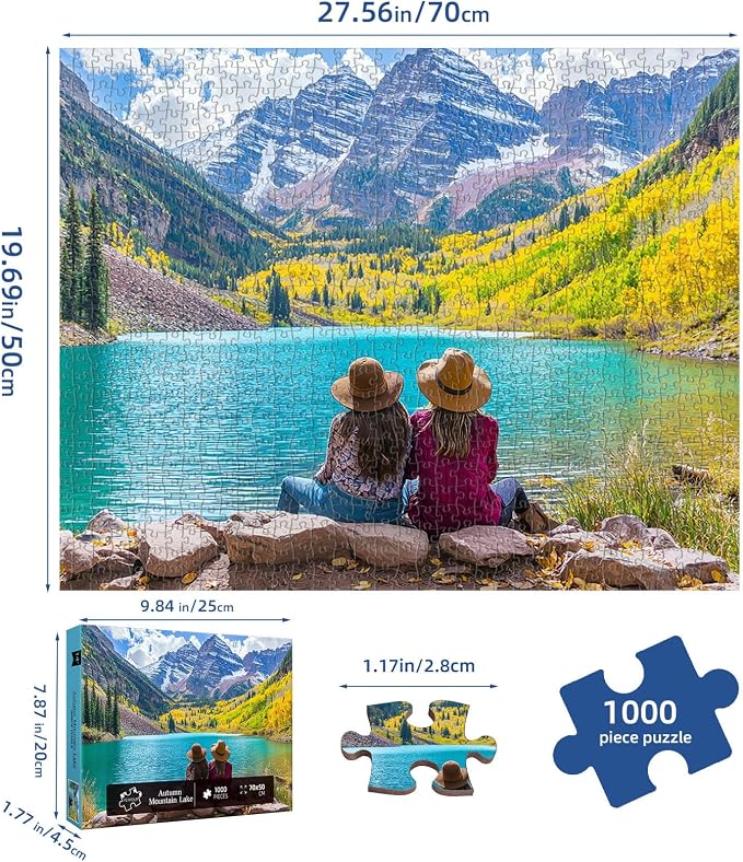 Autumn Mountain Lake Puzzles for Adults 1000 Pieces, Challenging Jigsaw Puzzles - Image 5