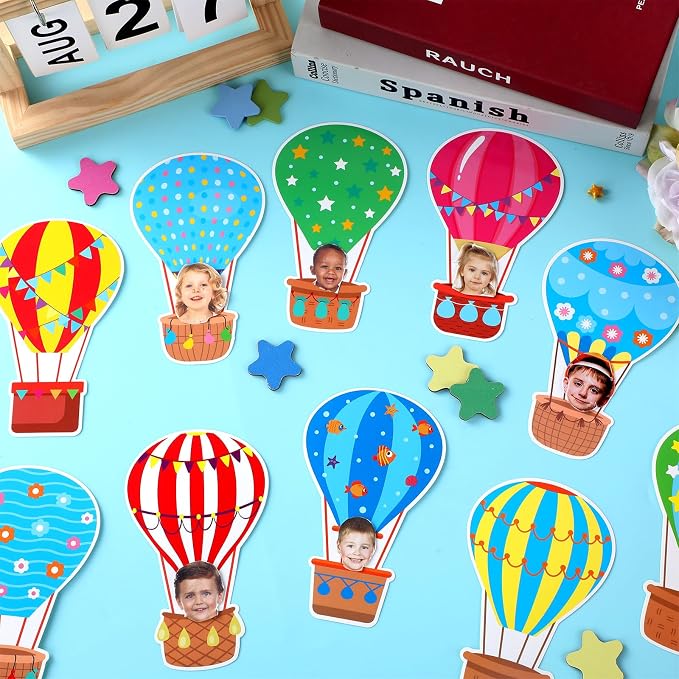 80Pcs Colorful Hot Air Balloons Cutouts Back to School Bulletin Board Hot Air - Image 4