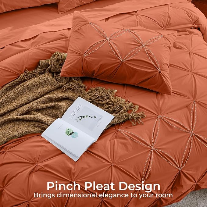 Sasttie Queen Comforter Set, 7-Piece Bed in a Bag, Pintuck Bedding Sets - Image 4