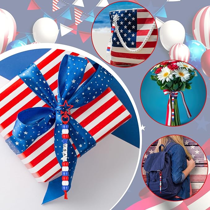 Suncalla 996 Pcs 24 Set 4th of July Crafts Patriotic Keychain Making Kit DIY - Image 6