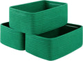3 Pack Small Storage Baskets for Organizing, Cute Woven Decorative Gift Baskets for Shelves, Mini Closet Organizer Bins with Handles, 11.81''Lx7.87''Wx4.72''H-Green