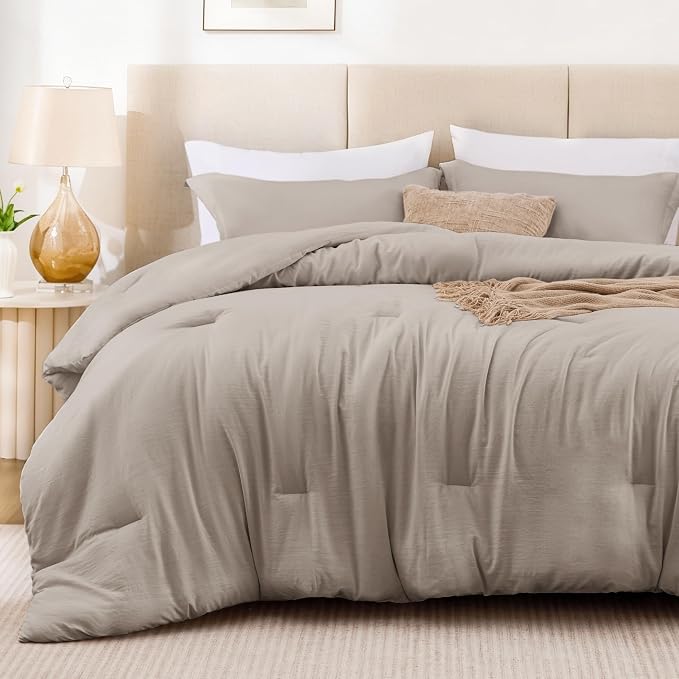 Love's cabin Burlwood Queen Comforter Set, 3-Piece Prewashed Bed Set - Image 2