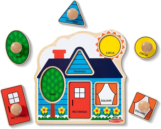 Melissa & Doug First Shapes Jumbo Knob Puzzle, Wooden Peg Puzzle - Image 4