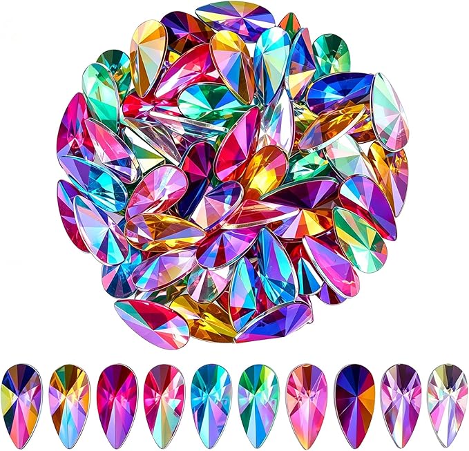 200 Pcs 9x18mm AB Rhinestones for Bedazzling, Rainbow Effect Craft Gems for by Unknown
