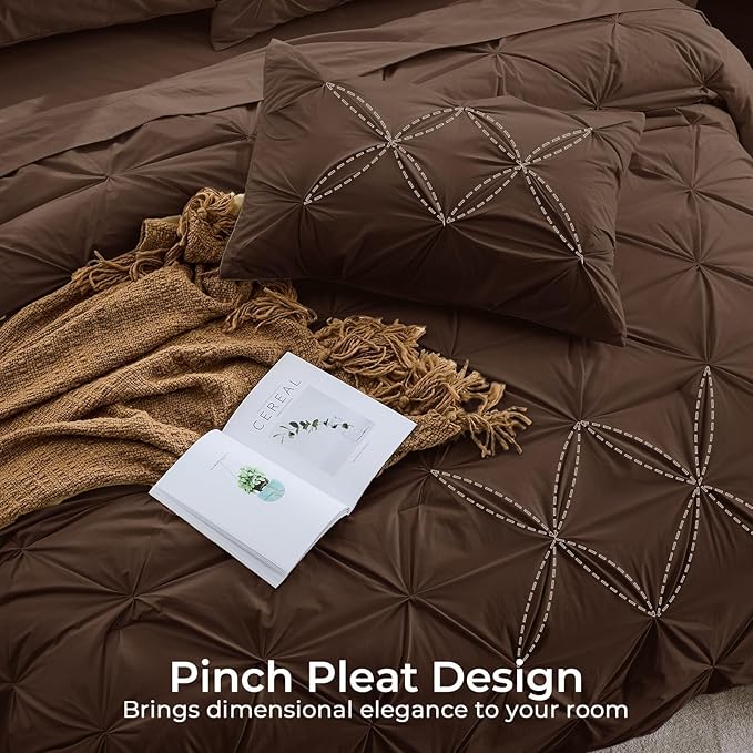 Sasttie Queen Comforter Set, 7-Piece Bed in a Bag, Pintuck Bedding Sets - Image 4