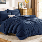CozyLux King Size Comforter Set Navy Blue - Image 9