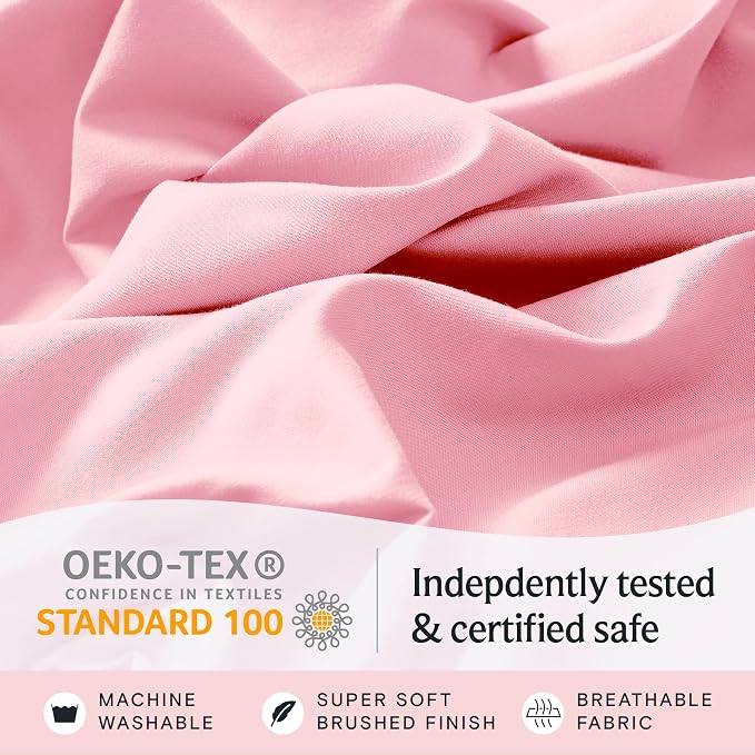 LuxClub 5 PC Split King Sheet Set, Deep Pockets Wrinkle Free Cooling Bed Sheets - Image 5