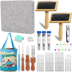 SOCNITC Needle Felting Kit Tools, Wooden Wool Carders, Felt Kit Supplies by SOCNITC
