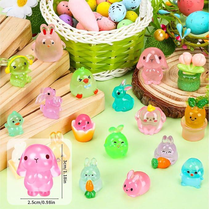 56 Pcs Easter Luminous Mini Resin Figurines 56 Style Glow in The Dark Little - Image 3