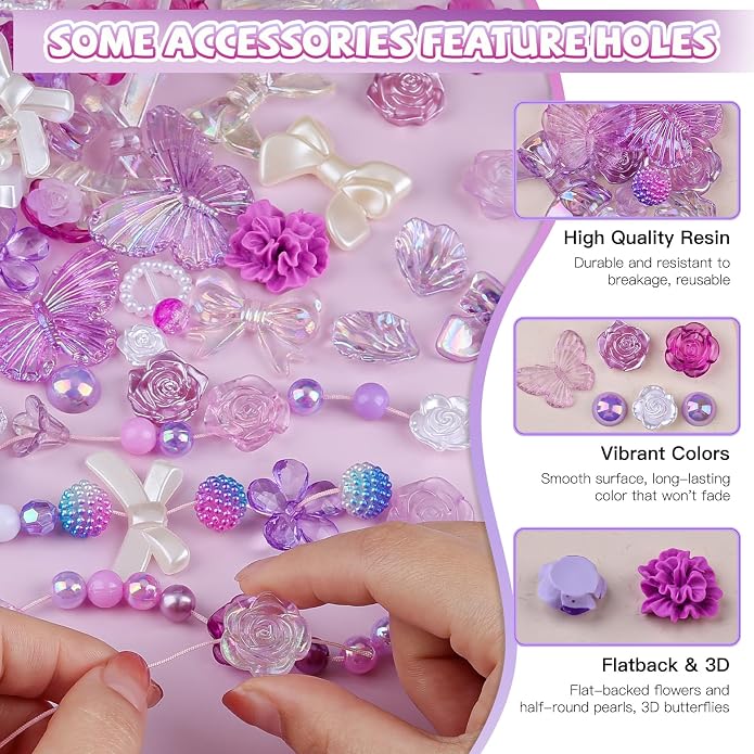 350 Pieces 3D Resin ABS Colorful Rose Flower Bows Butterfly Charms - Image 5