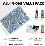 31000Pcs Baby Blue Rhinestones for Bedazzling, Flat Back Jewels Diamonds - Image 2