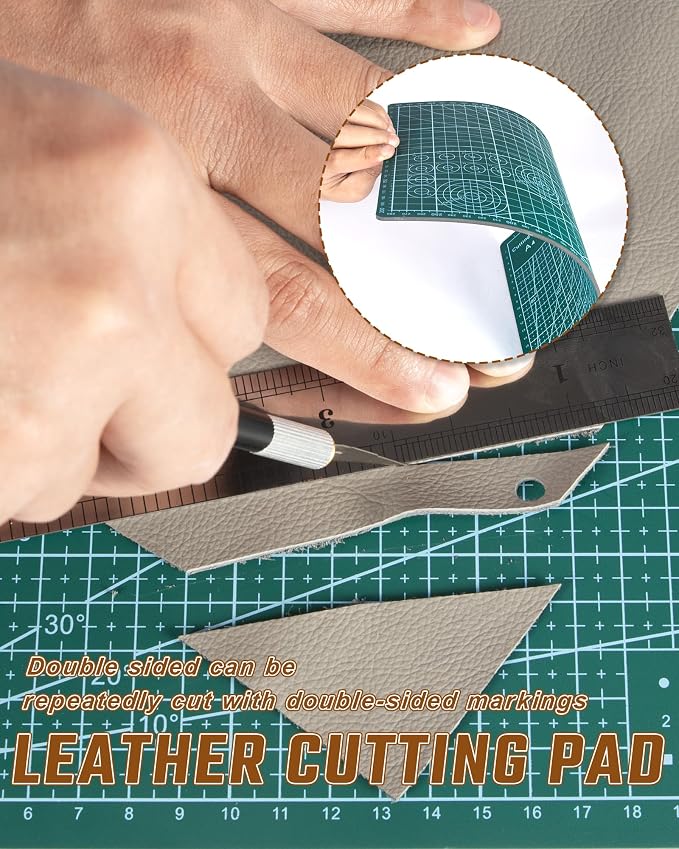 5 Pcs Leather Punch Pads Set， A4+A5 Self Healing Cutting Mats, 15x15cm Rubber - Image 5