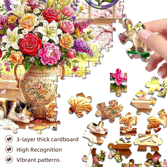 Cozy Floral Retreat Puzzles for Adults 1000 Pieces, Challenging Jigsaw Puzzles - Image 3
