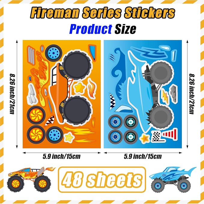 48 Sheets Create Monster Truck of Dreams Stickers, Make Your Own Stickers - Image 3