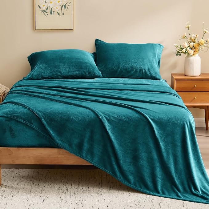 BEDELITE Flannel Sheets King Size Teal - Image 2
