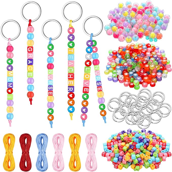 Landical 564 Pcs DIY Bead Keychain Kit Key Chain Making Craft Adjustable Letter by Landical