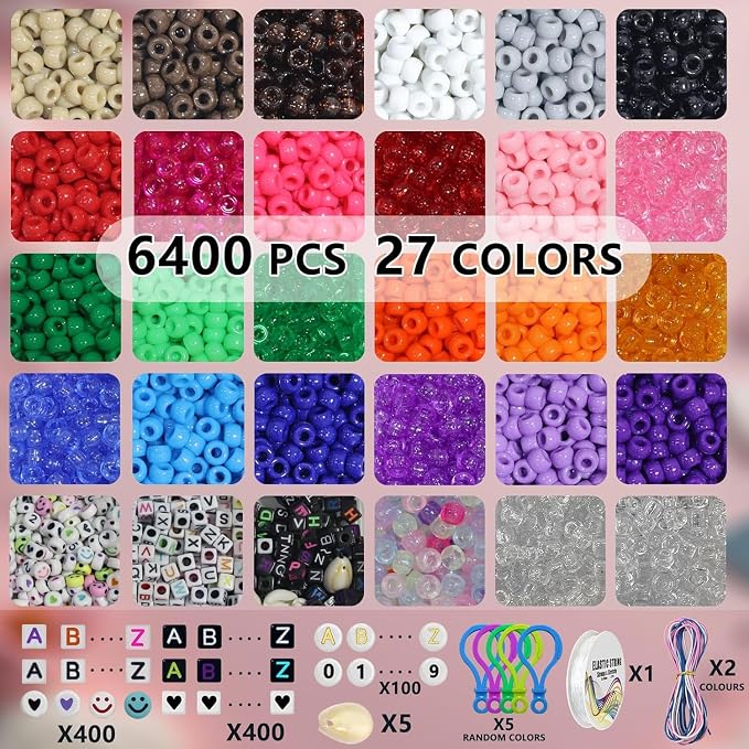 LIS HEGENSA 6300 Pcs DIY Childrens Crafts Beads Friendship Bracelet Kit - Image 3