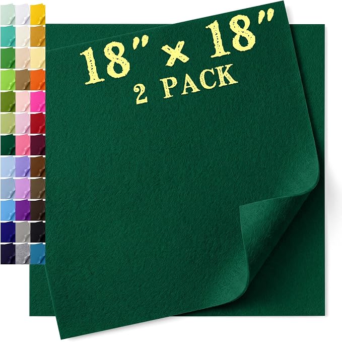 Felt Fabric Sheet 18 x 18 Inch, 1.6mm Thick | Soft and Flexible Nonwoven by MIGLORIA