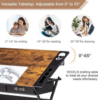 VECELO Drafting Table Art Desk Art Table Adjustable Drawing Table Tilted - Image 4