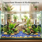 FUTUREPLUSX 1LB Blue Flat Glass Marbles, Premium Dark Blue Aquarium Rocks Fish - Image 5