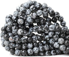 45PCS 8mm Natural Black Snowflake Obsidian Gemstone Round Loose Beads Stone by CHEAVIAN