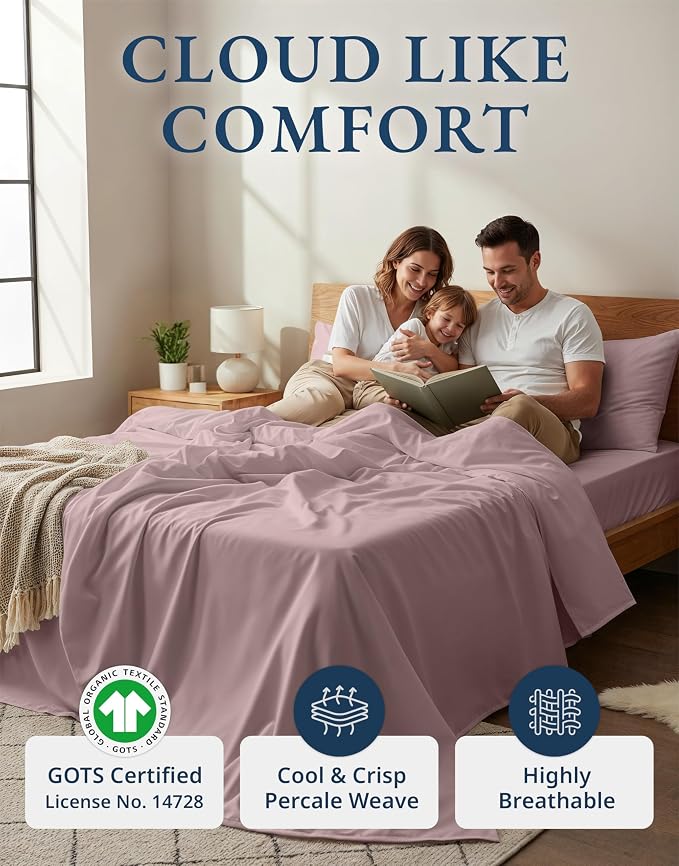 LANE LINEN Sustainable 100% Organic Cotton Twin Size Bed Sheets, Soft & Comfy - Image 2