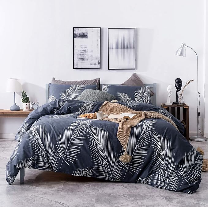 SUSYBAO Plant Patterned Duvet Cover Queen 100% Cotton 3 Pieces Set 1 Hawaiian by SUSYBAO