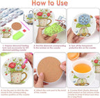 8 PCS Flowers Diamond Art Coasters Kits | Diamond Paintings Coasters - Image 2