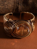 MINACHI Sparkling Crystal Rhinestone Bangle, Wide Wire Wrapped Statement Cuff - Image 8