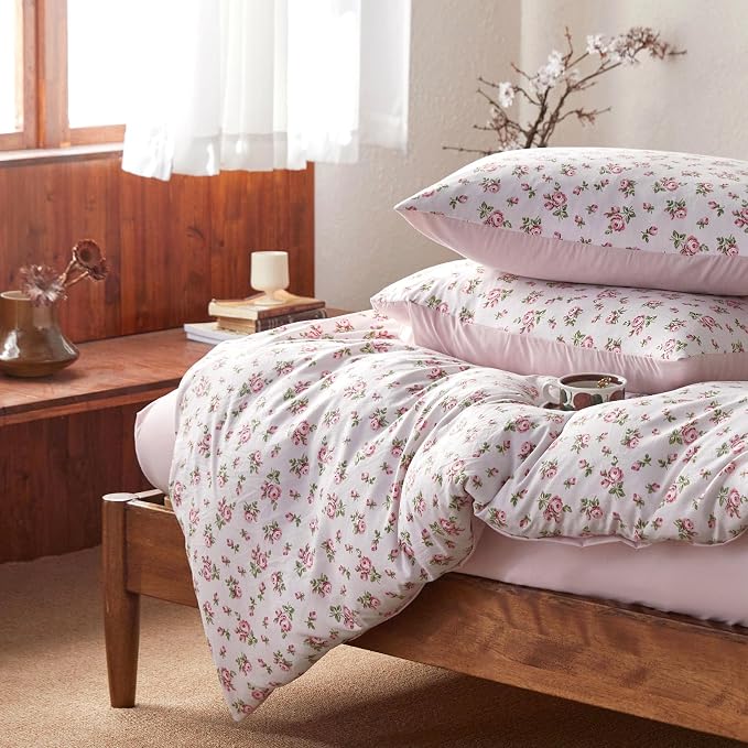 Wake In Cloud - Coquette Duvet Cover Set, Floral Cottagecore Flower Shabby Chic - Image 5