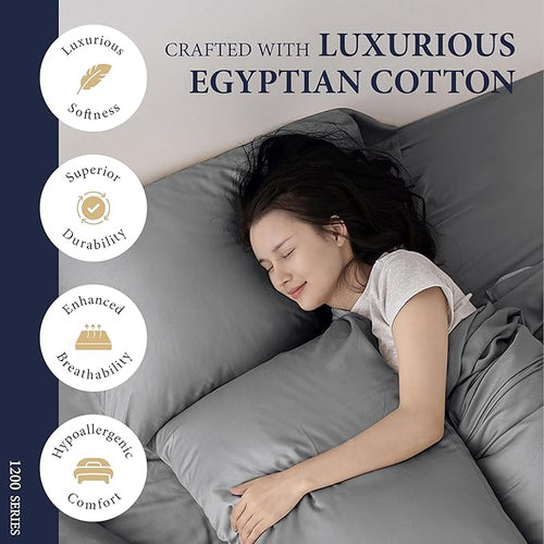 100% Egyptian Cotton Queen Size Sheets Set - Image 2