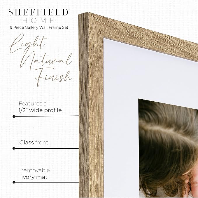 Sheffield Home 9 Piece Gallery Wall Frame Set, 12x12 in. Matted to 8x8 in. - Image 4