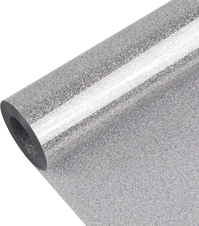 Silvery Glitter Heat Transfer Vinyl, Glitter Iron-On by Unknown