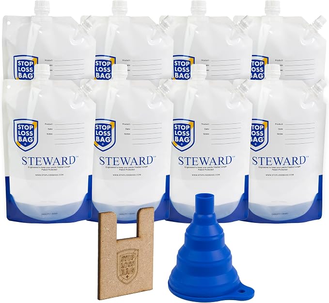 8 Reusable Paint Storage Bags 1L Leftover Paint Containers, Funnel and Clip | by StopLossBags